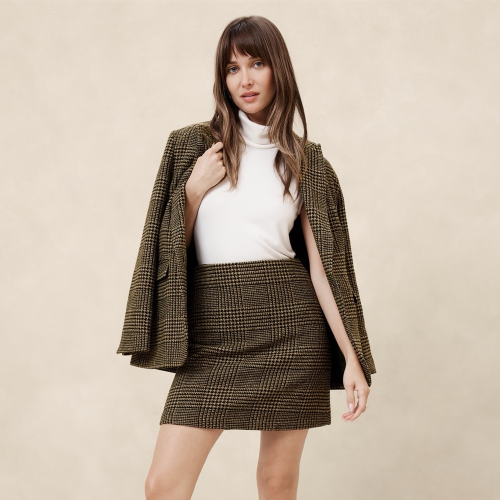 Banana Republic Factory Houndstooth Skirt - Black and Brown